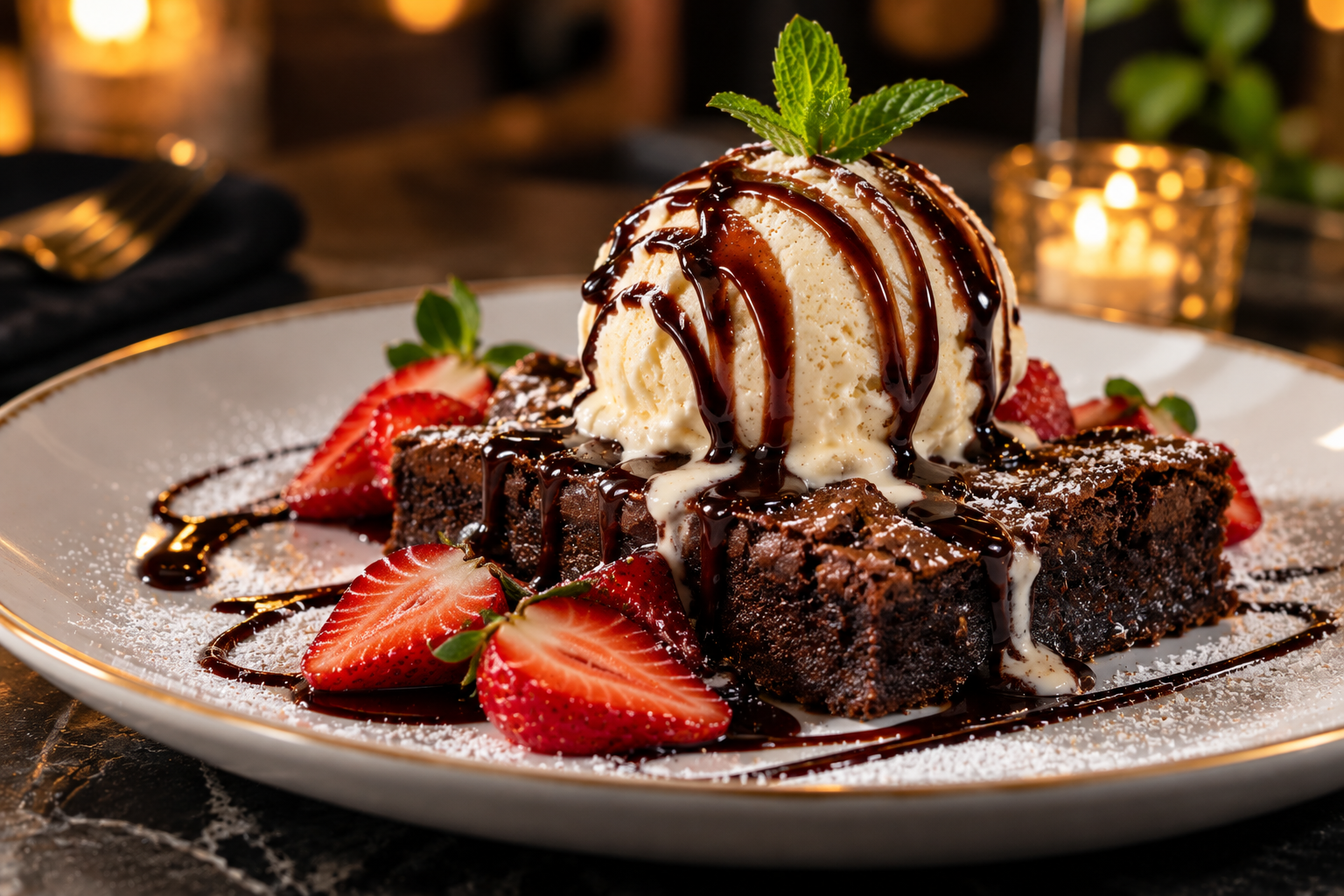Warm Chocolate Brownie with Ice Cream Chef Keisy Dominican Republic private chef dessert
