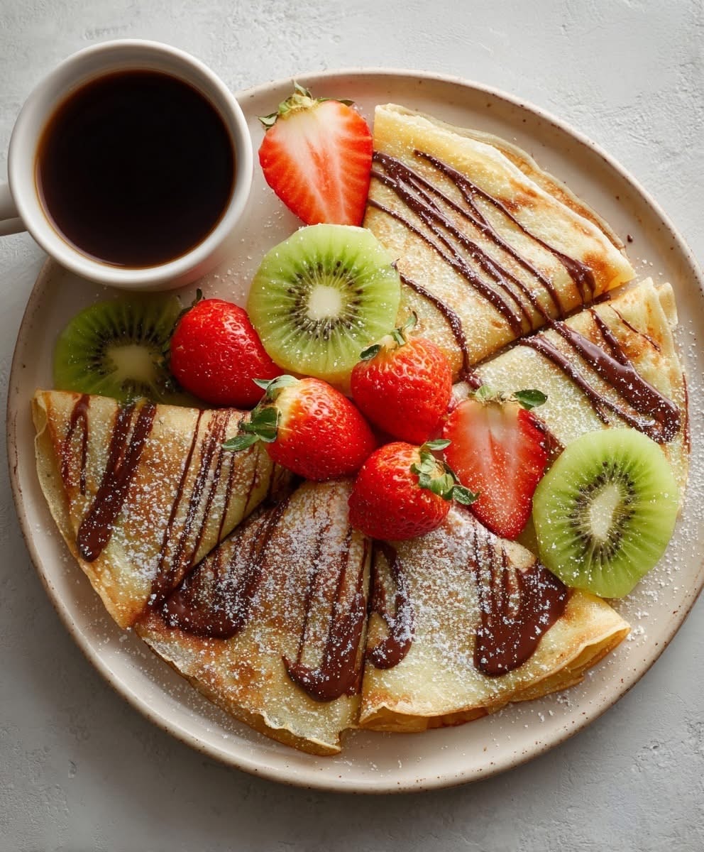 Chef Keisy crepes with fresh fruit and chocolate drizzle